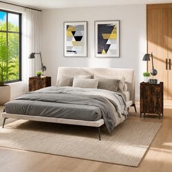 Bedside Cabinets 2 pcs Brown Engineered Wood Nightstand with Doors Storage