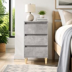 Bedside Cabinet Grey 40x35x70 cm Engineered Wood 3 Drawers Nightstand