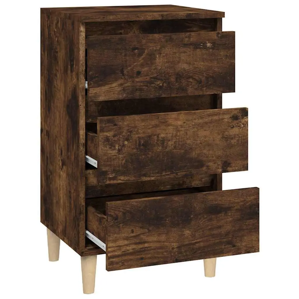Bedside Cabinet 40x35x70cm Brown 3 Drawer Nightstand Storage