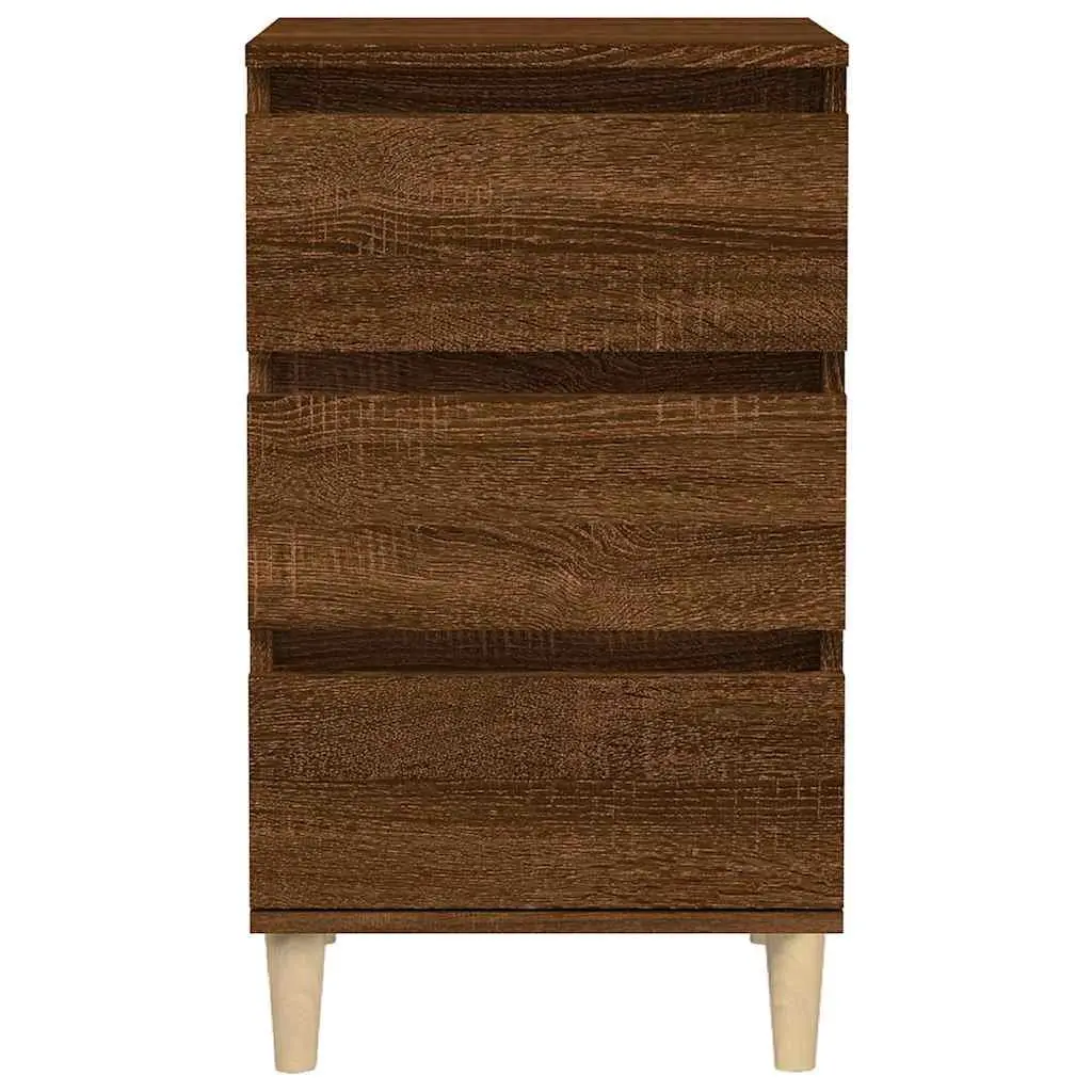 Bedside Cabinet 40x35x70 cm Brown Oak 3 Drawer Storage Nightstand