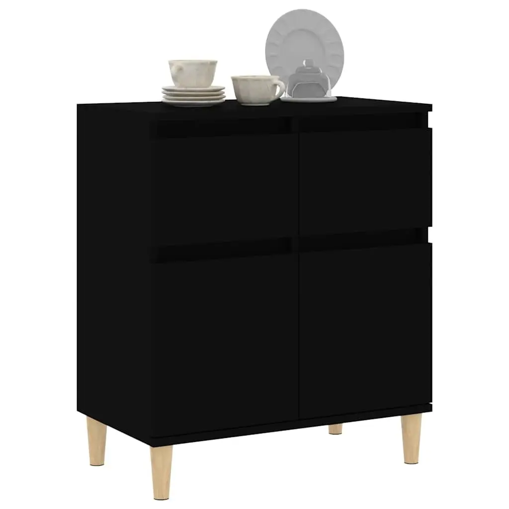 Sideboard Black 60x35x70 cm Storage Cabinet with 2 Drawers and 2 Doors