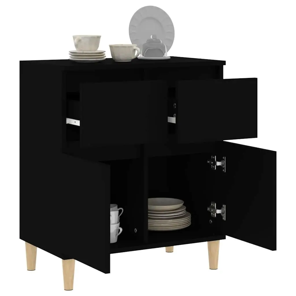 Sideboard Black 60x35x70 cm Storage Cabinet with 2 Drawers and 2 Doors