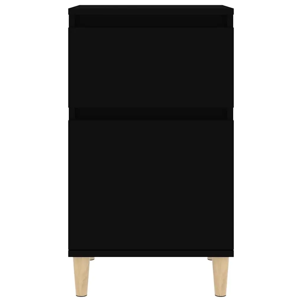 Bedside Cabinets 2 Pieces Black Storage Organiser Bedroom Furniture