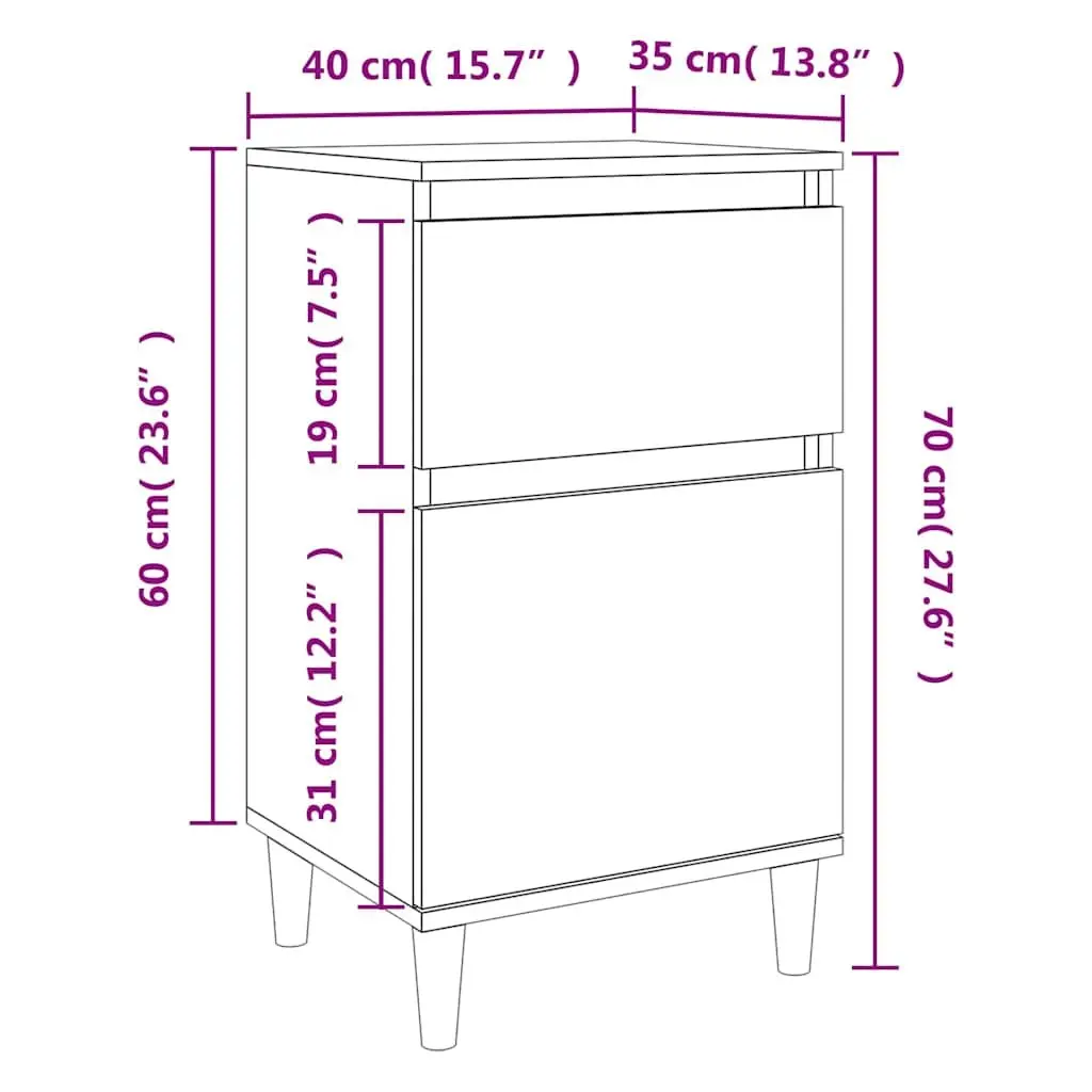 Bedside Cabinets 2 Pieces Black Storage Organiser Bedroom Furniture