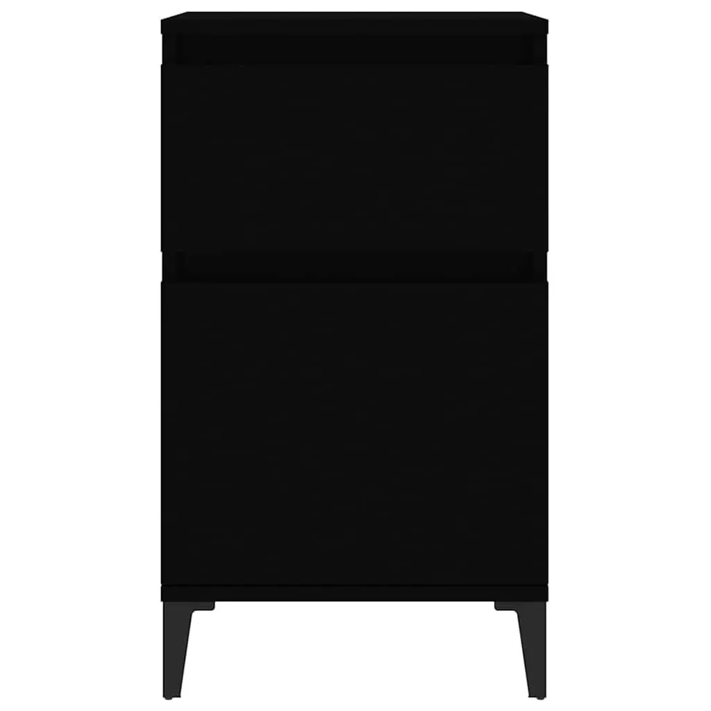 Bedside Cabinets Set of 2 Black Engineered Wood Nightstand Storage 40x35x70 cm