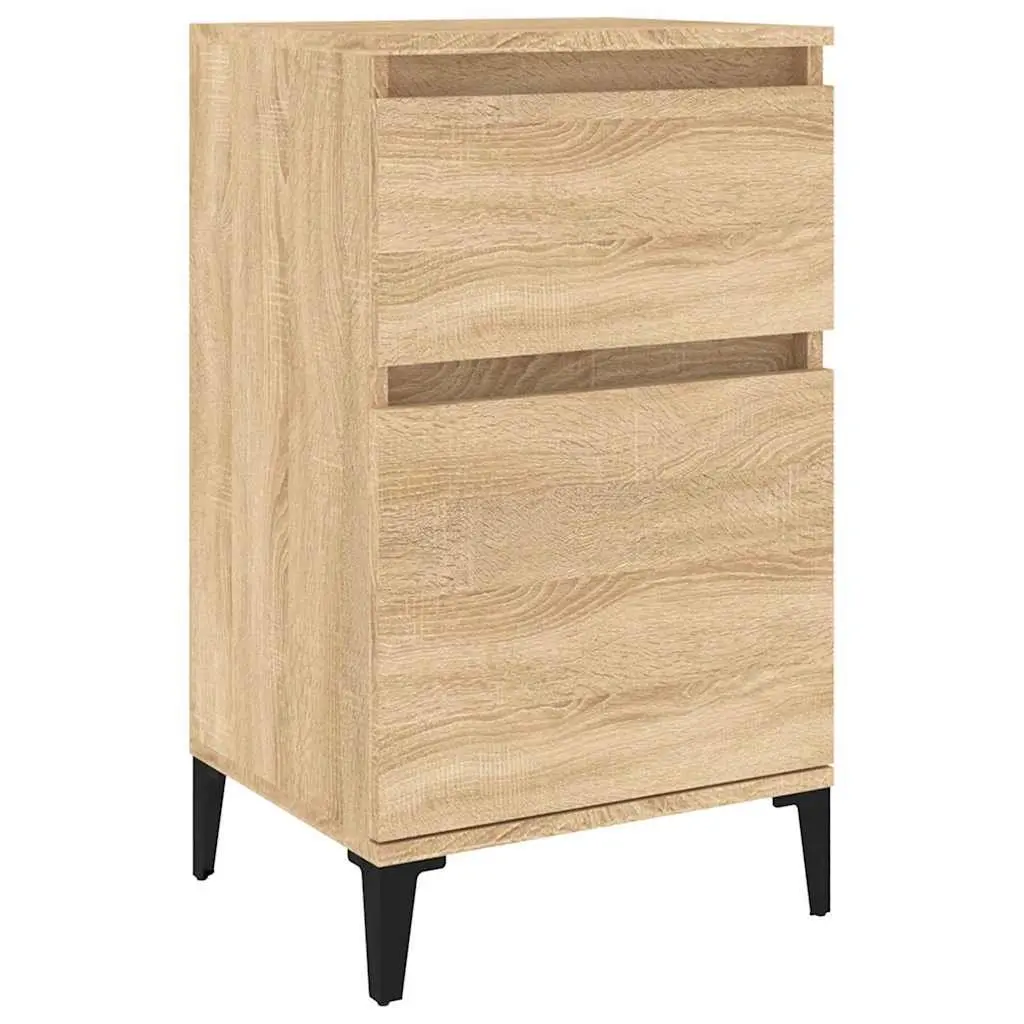 Bedside Table Brown Engineered Wood Storage Drawer Display Surface