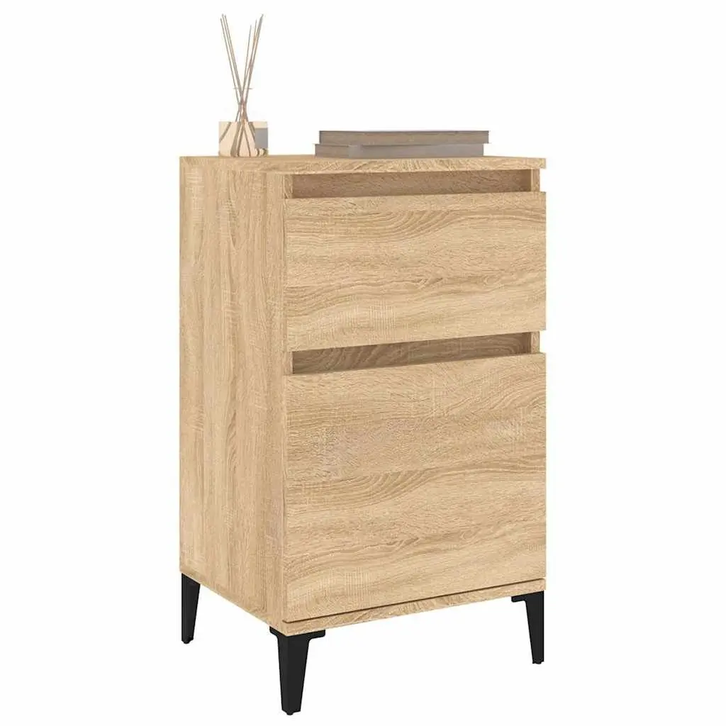 Bedside Table Brown Engineered Wood Storage Drawer Display Surface