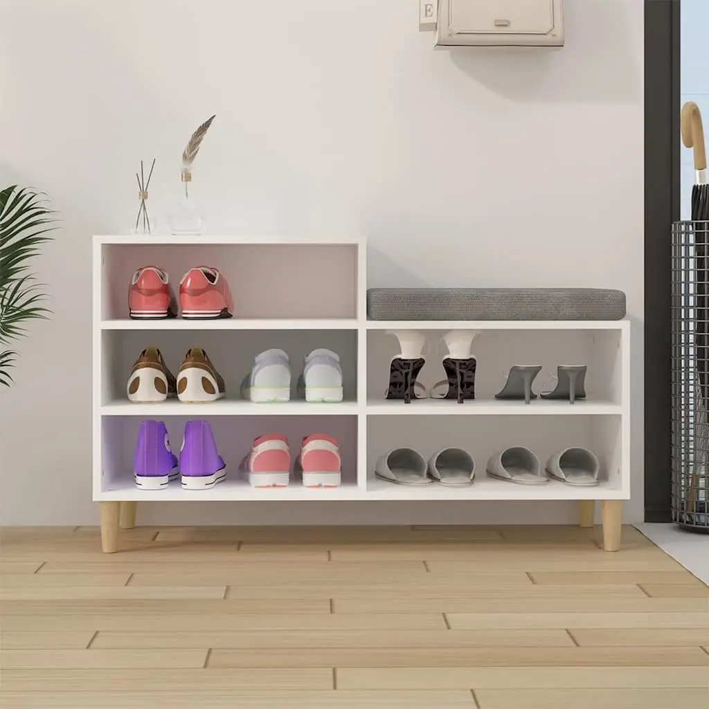 Shoe Cabinet 102x36x60cm White Engineered Wood Storage Organiser 5 Compartments