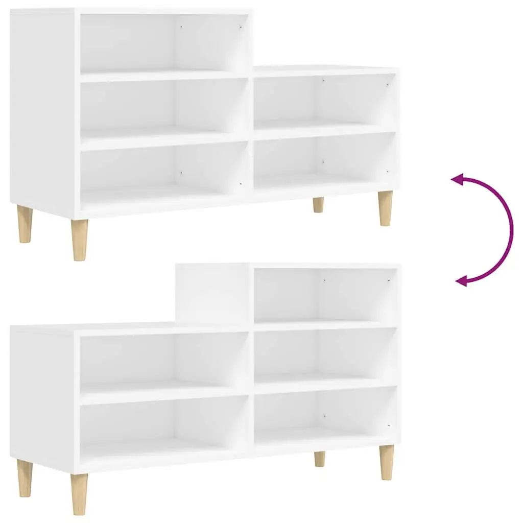 Shoe Cabinet 102x36x60cm White Engineered Wood Storage Organiser 5 Compartments