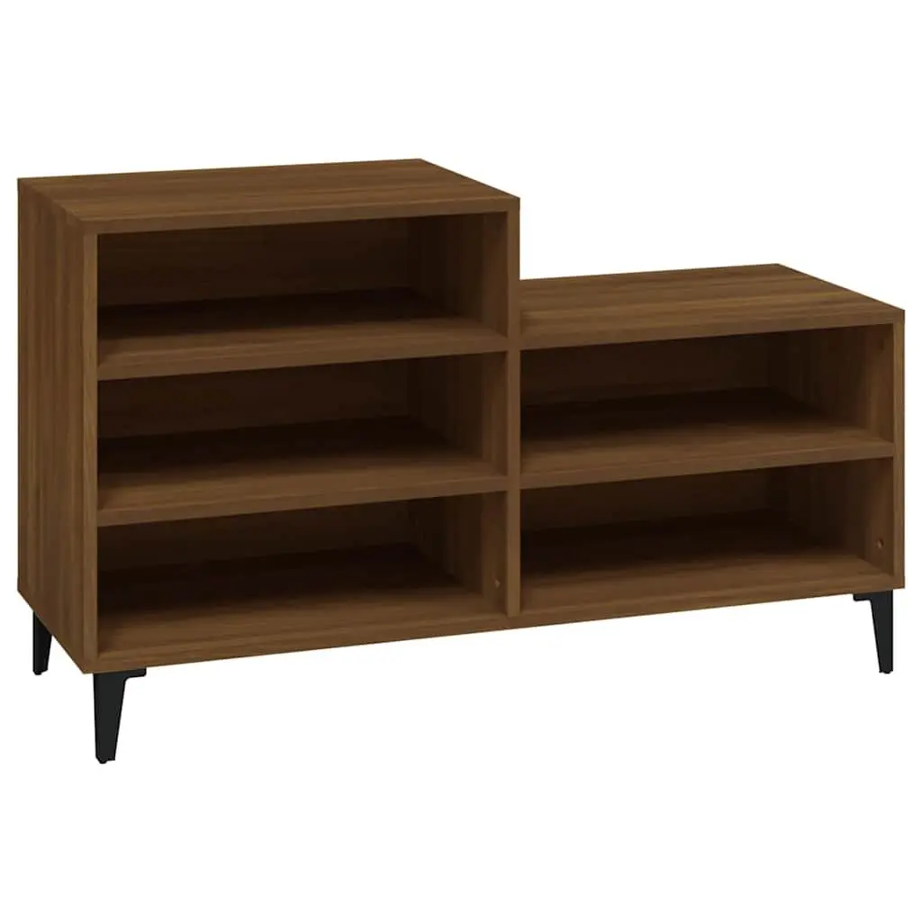 Shoe Cabinet 102x36x60cm Brown Oak Engineered Wood 5 Shelves Storage Rack