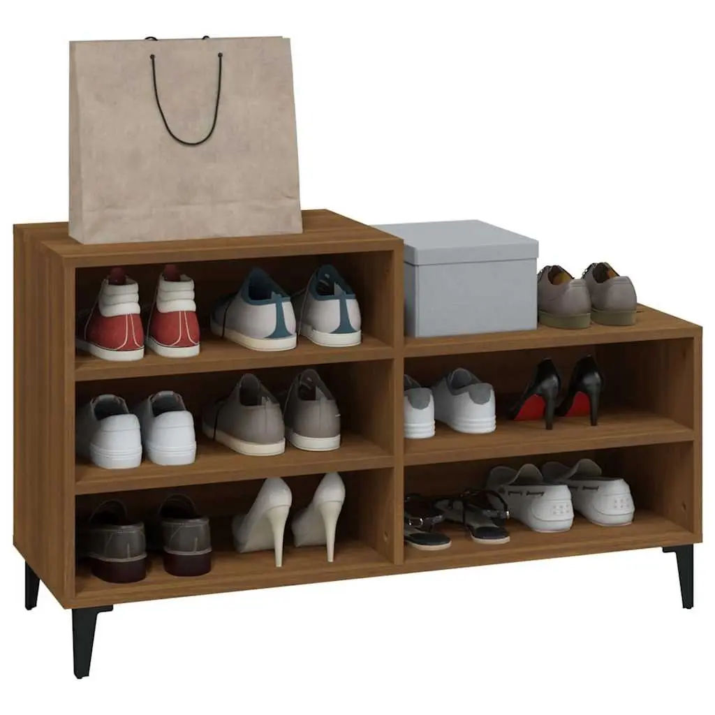 Shoe Cabinet 102x36x60cm Brown Oak Engineered Wood 5 Shelves Storage Rack