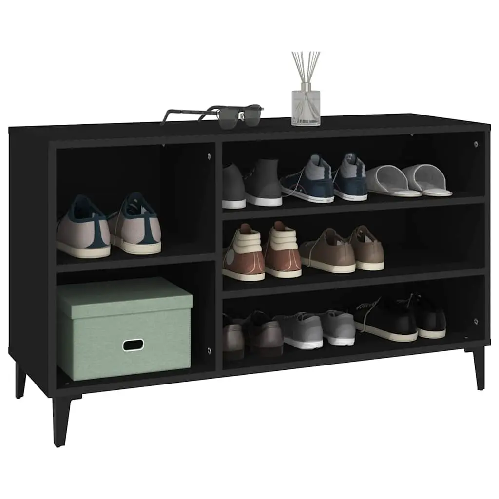 Shoe Cabinet Black 102x36x60 cm Storage Organiser Engineered Wood