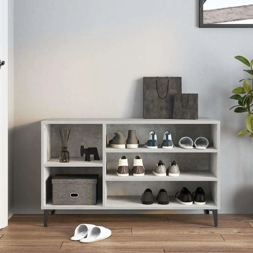 Shoe Cabinet Grey Engineered Wood Storage Organiser with Multiple Compartments and Stable Top for Entryway Hallway or Bedroom