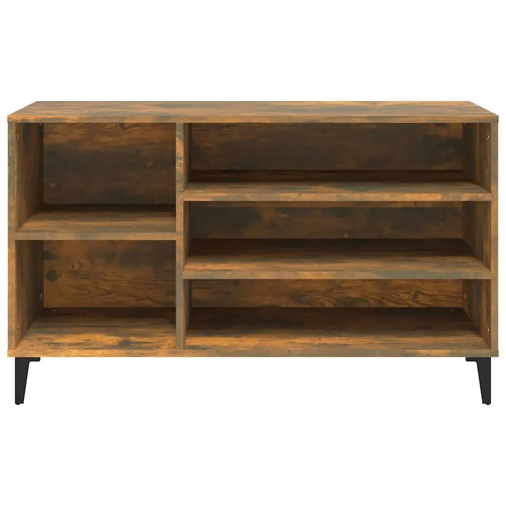 Shoe Storage Organizer Engineered Wood Brown Multiple Compartments 102x36x60cm