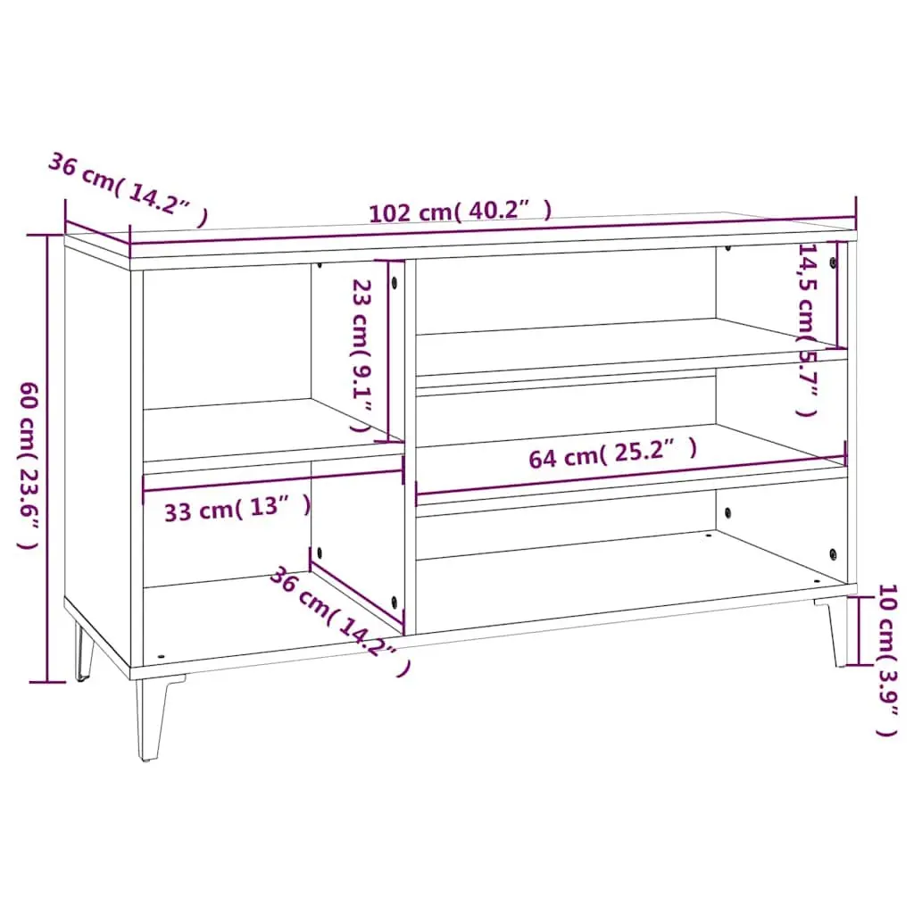 Shoe Storage Organizer Engineered Wood Brown Multiple Compartments 102x36x60cm