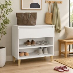 Sleek Shoe Organiser in White Engineered Wood 70x36x60 cm