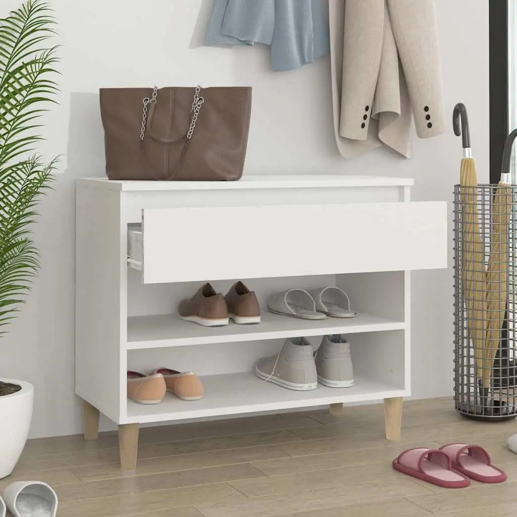 Shoe Cabinet 70x36x60 cm White Engineered Wood Storage Organiser