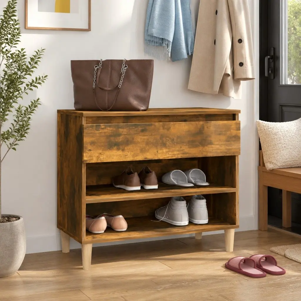 Shoe Cabinet Storage Organiser 70x36x60cm Brown Engineered Wood