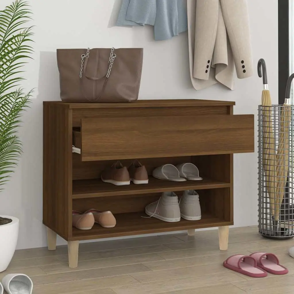 Shoe Cabinet 70x36x60 cm Brown Oak Engineered Wood Storage Organiser