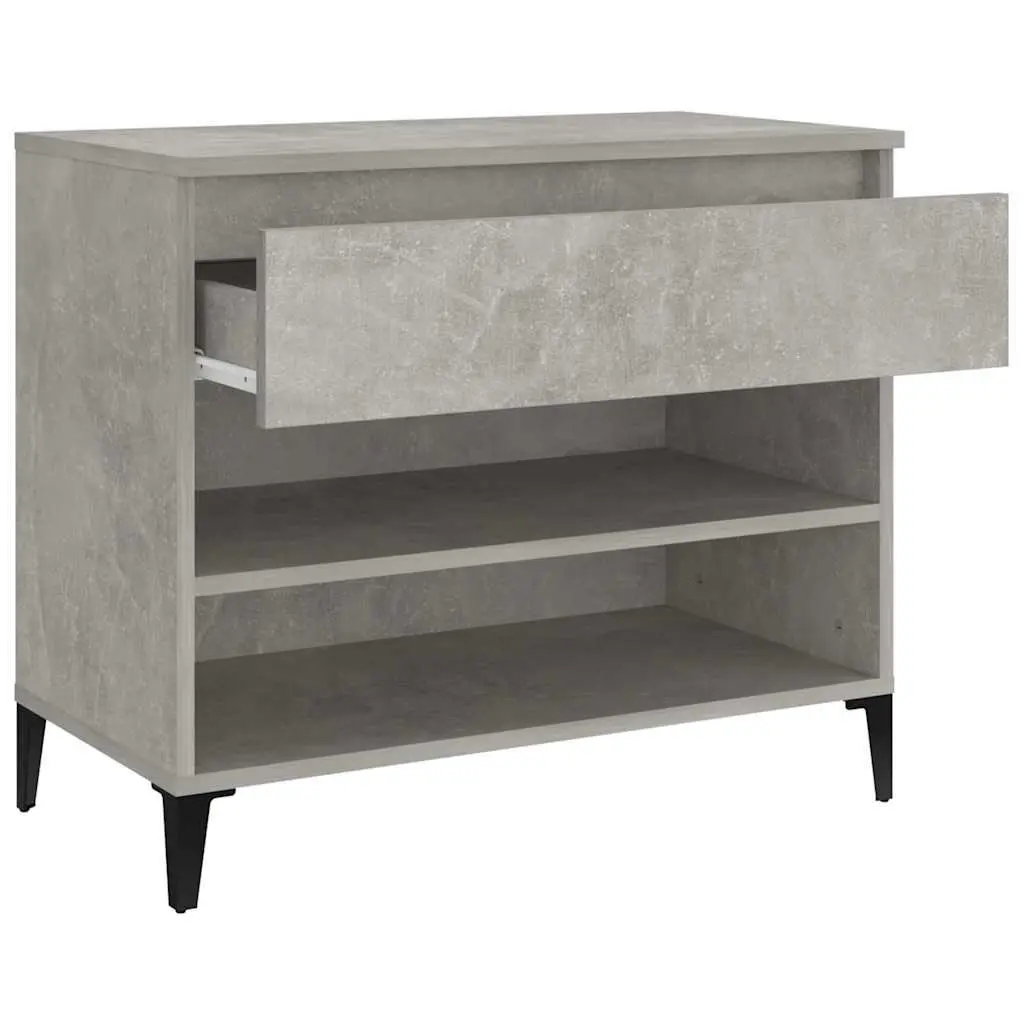 Shoe Cabinet Storage Organiser Grey Engineered Wood 2 Compartments Drawer Stable Top Surface