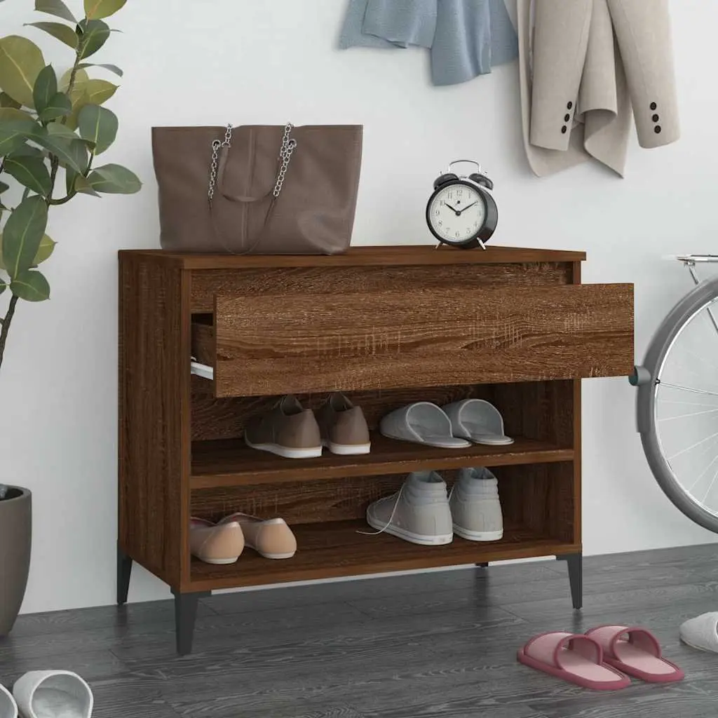Shoe Cabinet 70x36x60 cm Brown Oak Engineered Wood Storage Organiser