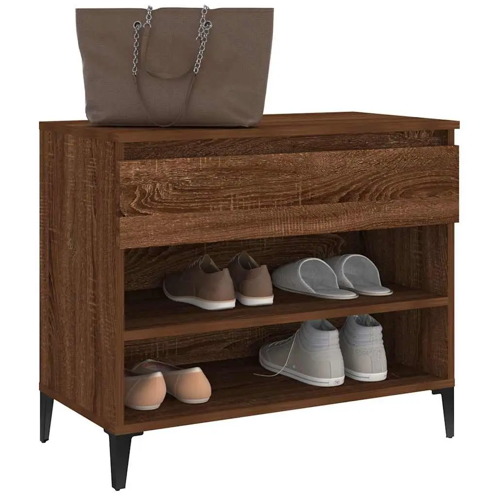 Shoe Cabinet 70x36x60 cm Brown Oak Engineered Wood Storage Organiser