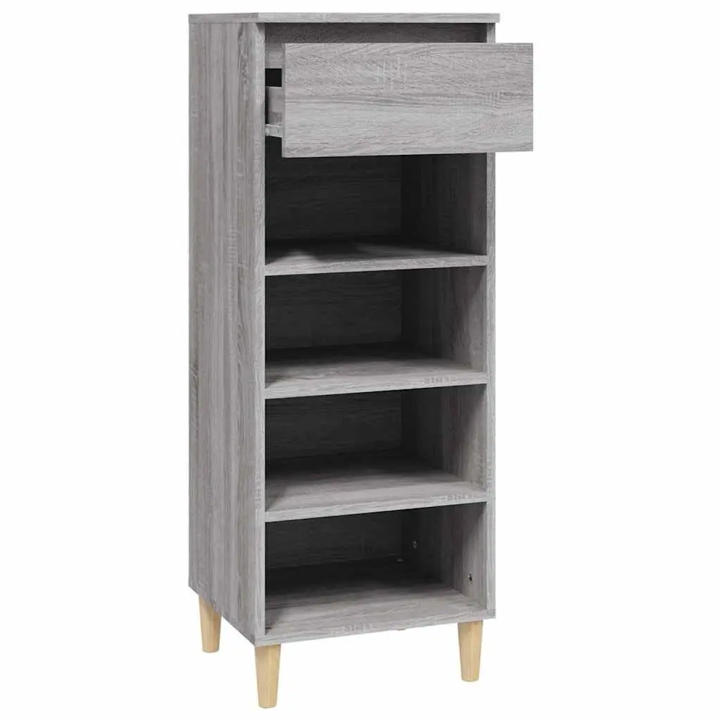 Shoe Cabinet Grey 40x36x105 cm 4 Shelves Drawer Storage Organiser