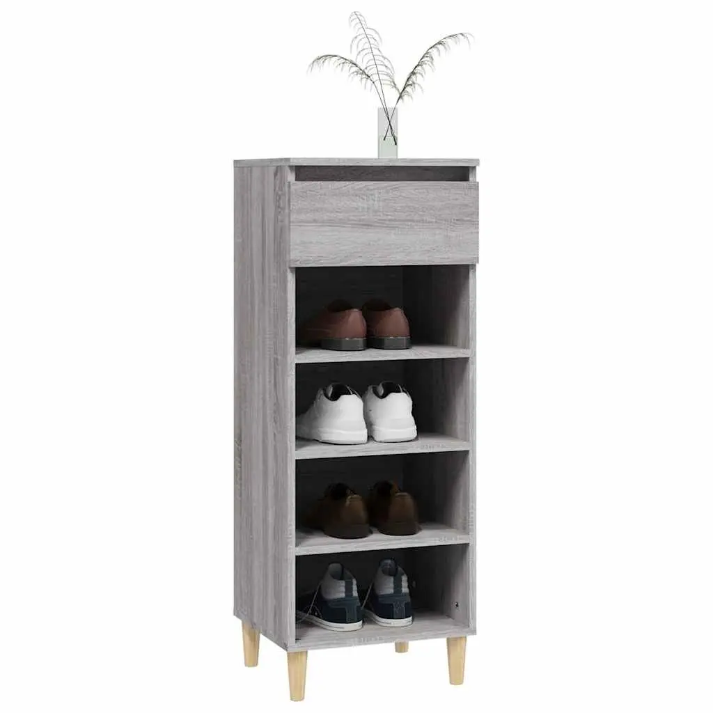 Shoe Cabinet Grey 40x36x105 cm 4 Shelves Drawer Storage Organiser