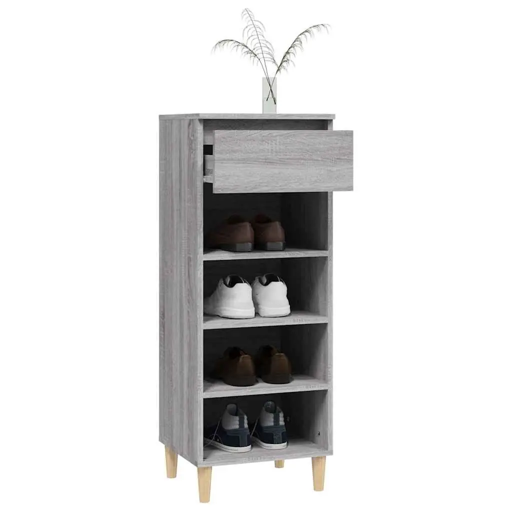 Shoe Cabinet Grey 40x36x105 cm 4 Shelves Drawer Storage Organiser