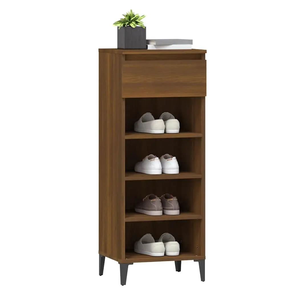 Shoe Rack 40x36x105 cm Brown Oak Storage Organiser Cabinet with Drawer and Shelves