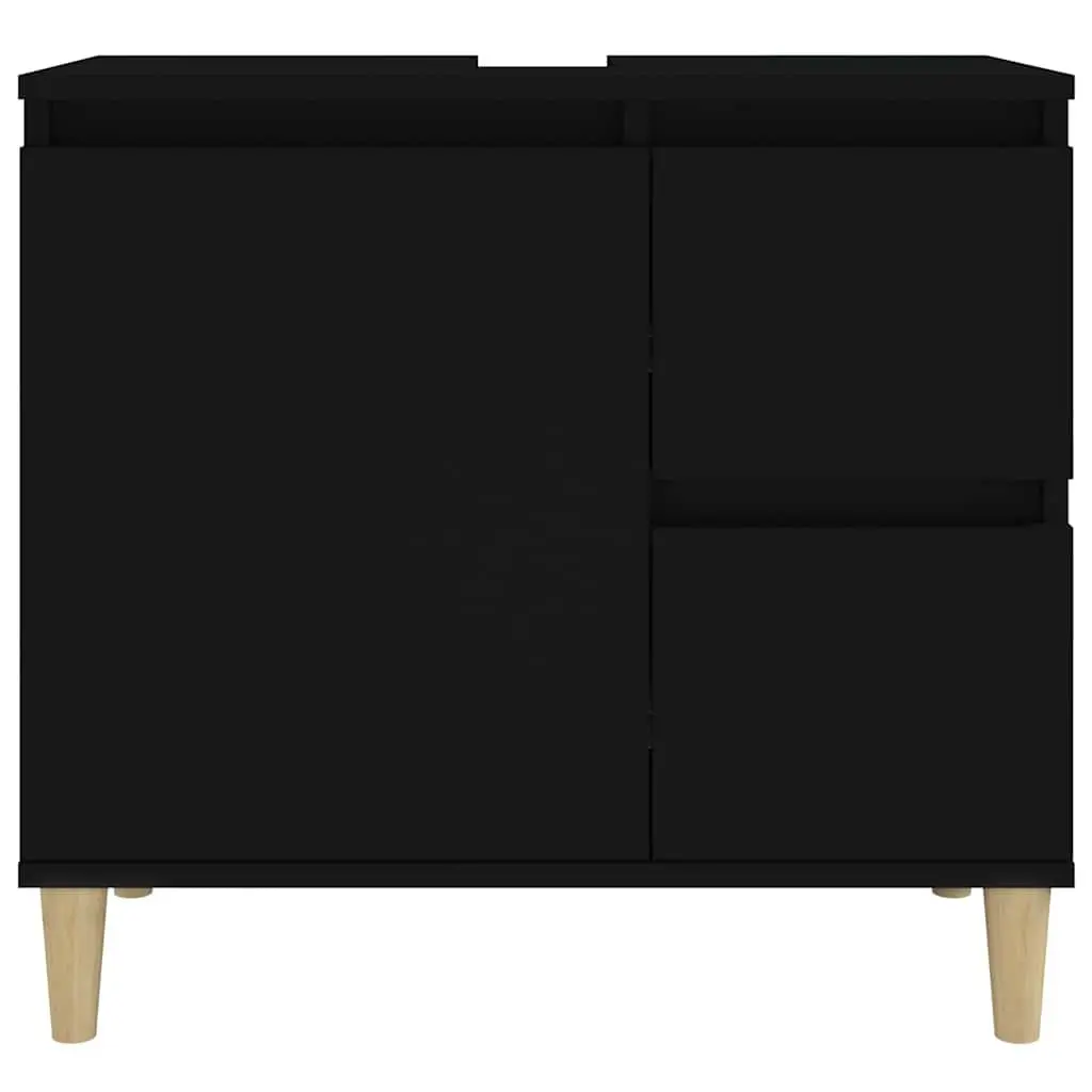Bathroom Vanity Cabinet 65x33x60 cm Black Engineered Wood with Drawers
