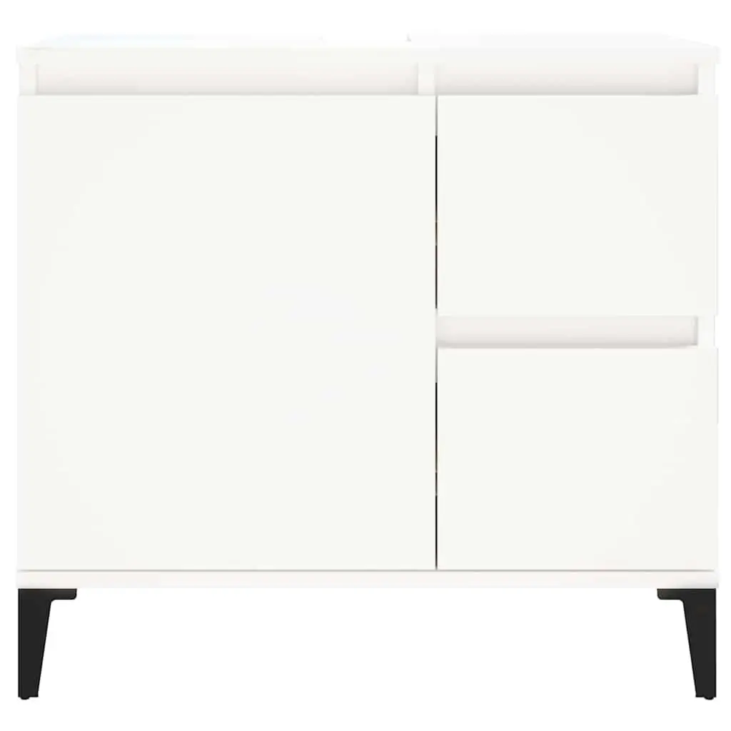 Bathroom Cabinet White 65x33x60 cm Engineered Wood Vanity Storage Unit with Drawers and Door