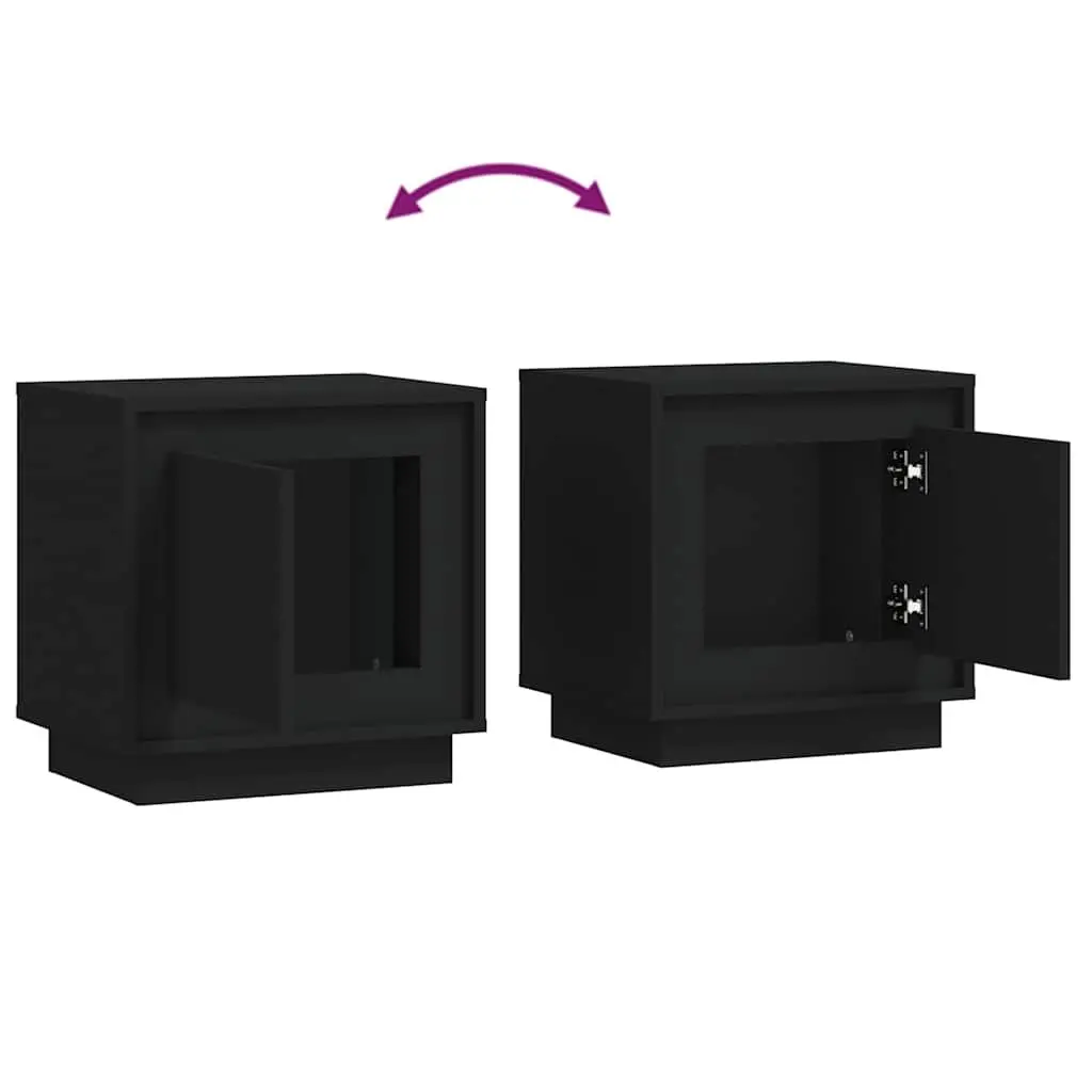 Bedside Cabinets 2 pcs Black 44x35x45 cm Engineered Wood Nightstand Storage