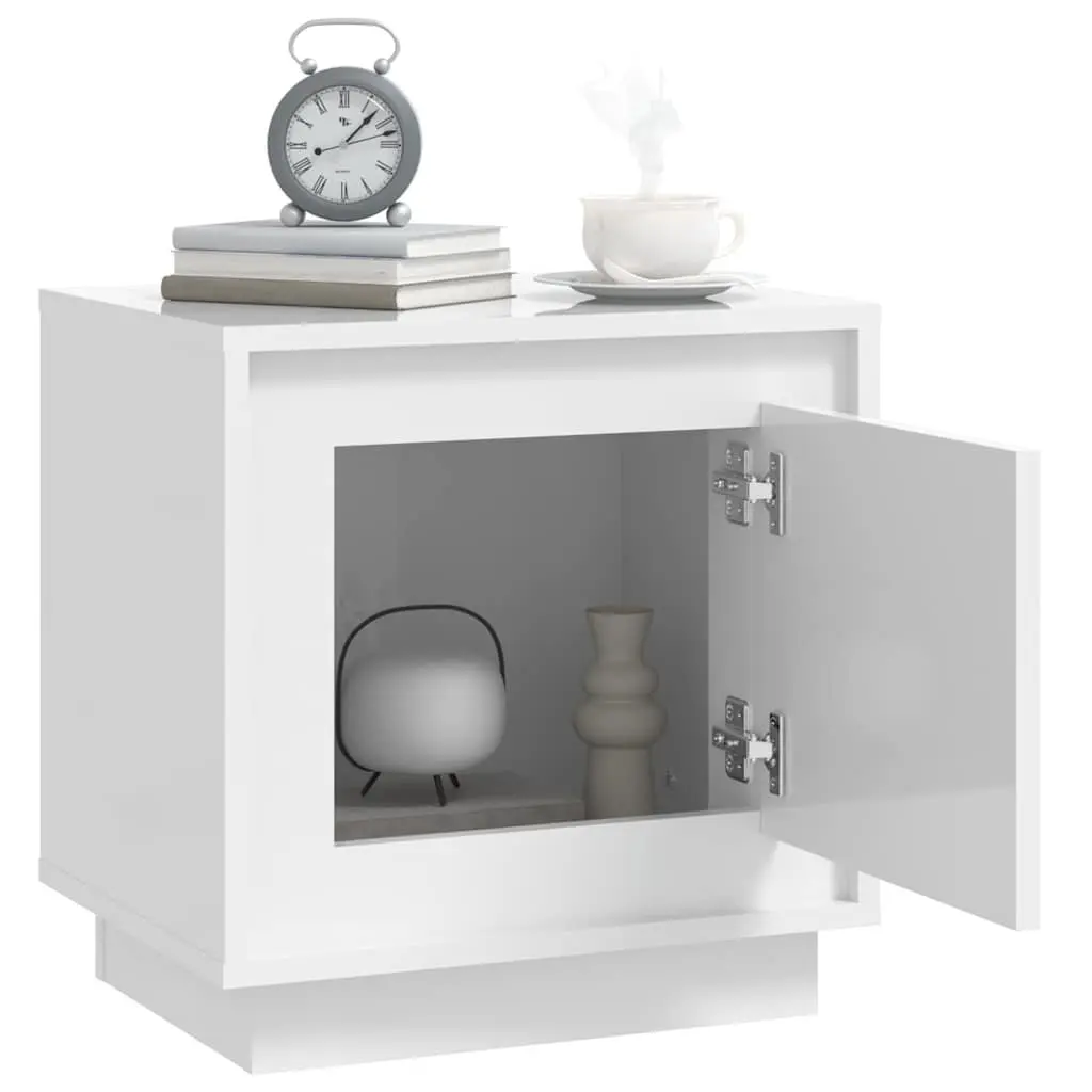 Bedside Cabinet 44x35x45cm White Modern Nightstand with Door for Bedroom Living Room Study