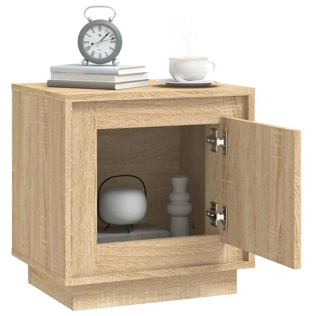 Bedside Cabinets 2 pcs Brown Engineered Wood Modern Nightstand Storage Table