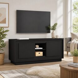 Elegant Black Media Storage Unit 102x35x45 cm