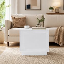 Coffee Table High Gloss White Storage Cabinet Living Room Accent Furniture