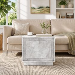 Coffee Table Grey Engineered Wood Storage Cabinet Accent Side Table 51x50x44cm