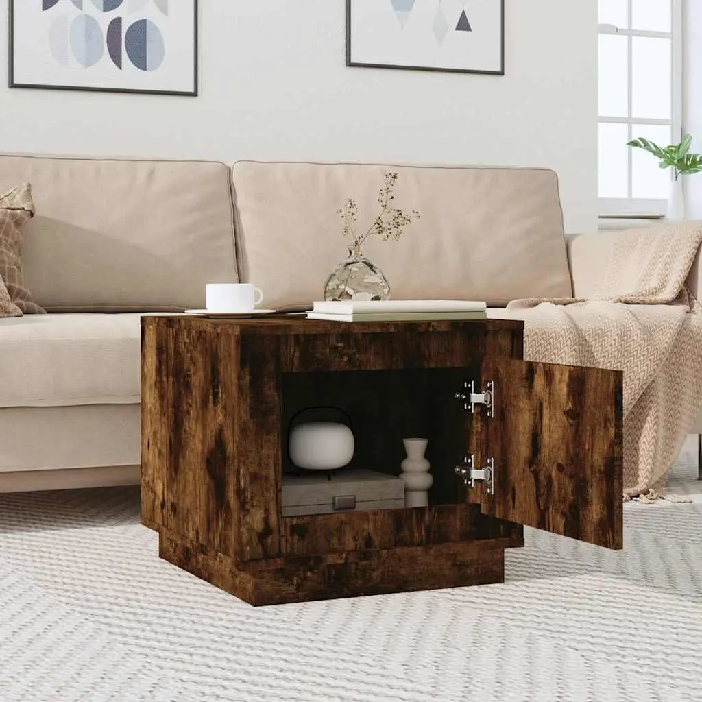 Coffee Table 51x50x44cm Smoked Oak Storage Door Engineered Wood