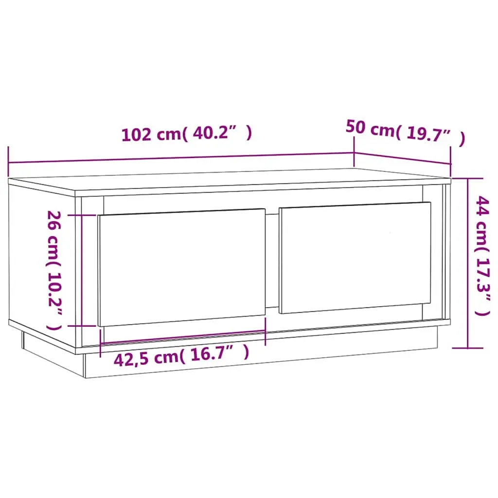 Coffee Table 102x50x44 cm White with Storage Compartments Engineered Wood