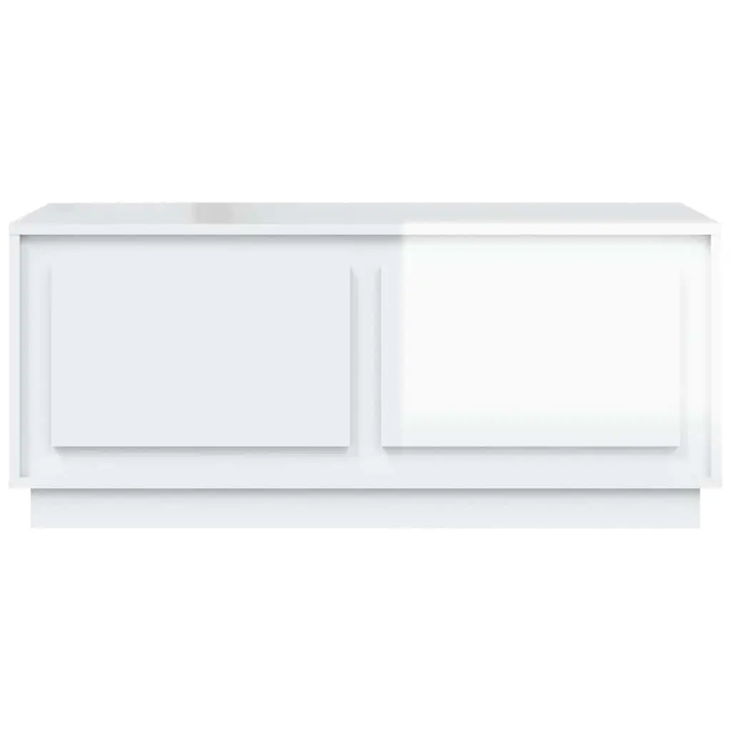 Coffee Table White High Gloss 2 Storage Compartments Engineered Wood Living Room