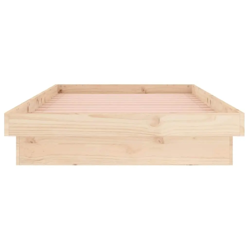 Solid Wood Bed Frame 90x190 cm Brown LED Lights Remote Control