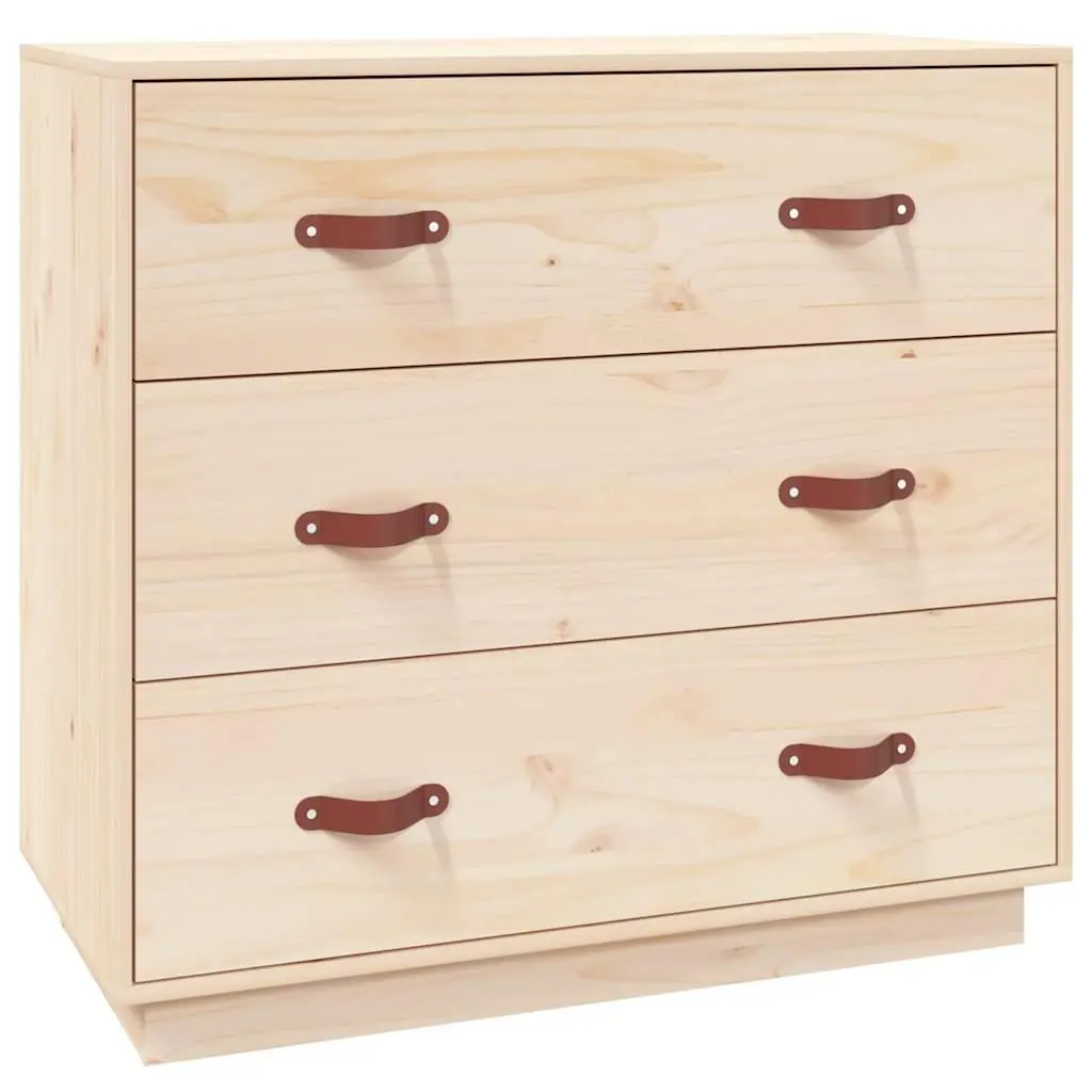 Solid Pine Wood Sideboard Brown 3 Drawers Storage Cabinet Display Furniture