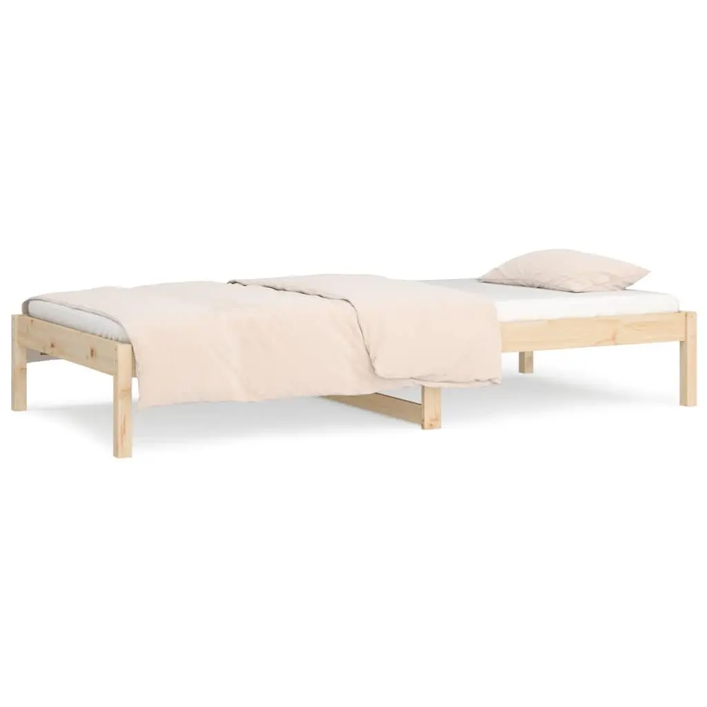 Day Bed Frame 90x190 cm Solid Pine Wood Slatted Base with Under-bed Storage