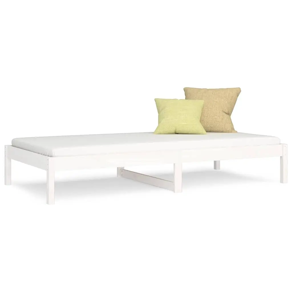 Day Bed Frame 90x190cm Solid Pine Wood Under-bed Storage White