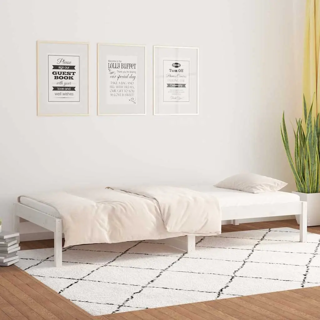 Day Bed Frame 90x190cm Solid Pine Wood Under-bed Storage White