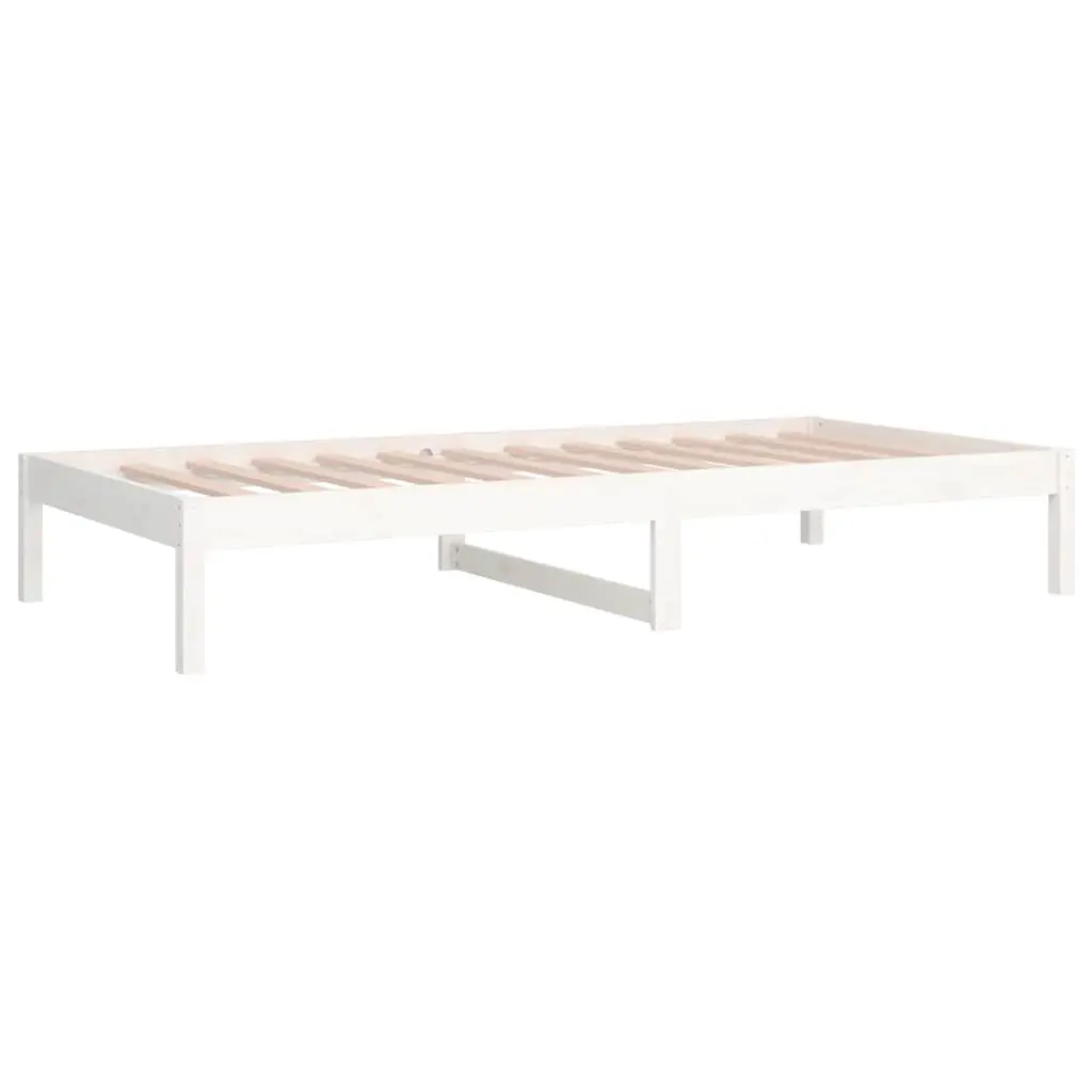 Day Bed Frame 90x190cm Solid Pine Wood Under-bed Storage White