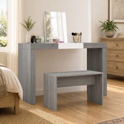 Dressing Table Stool Grey Sonoma Engineered Wood Makeup Vanity Bench Seat