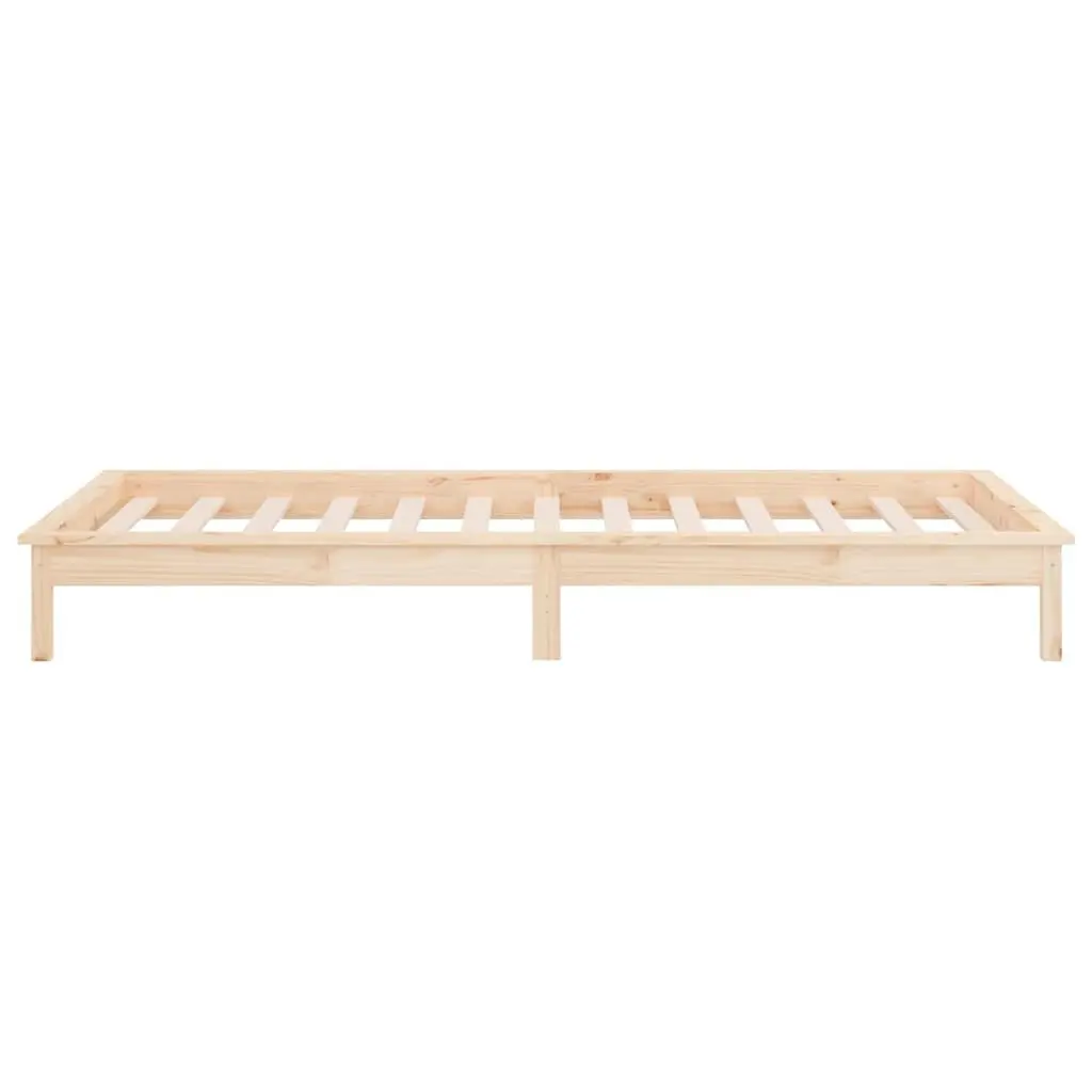 Solid Wood Bed Frame 90x190 cm LED Integrated Slatted Base Brown