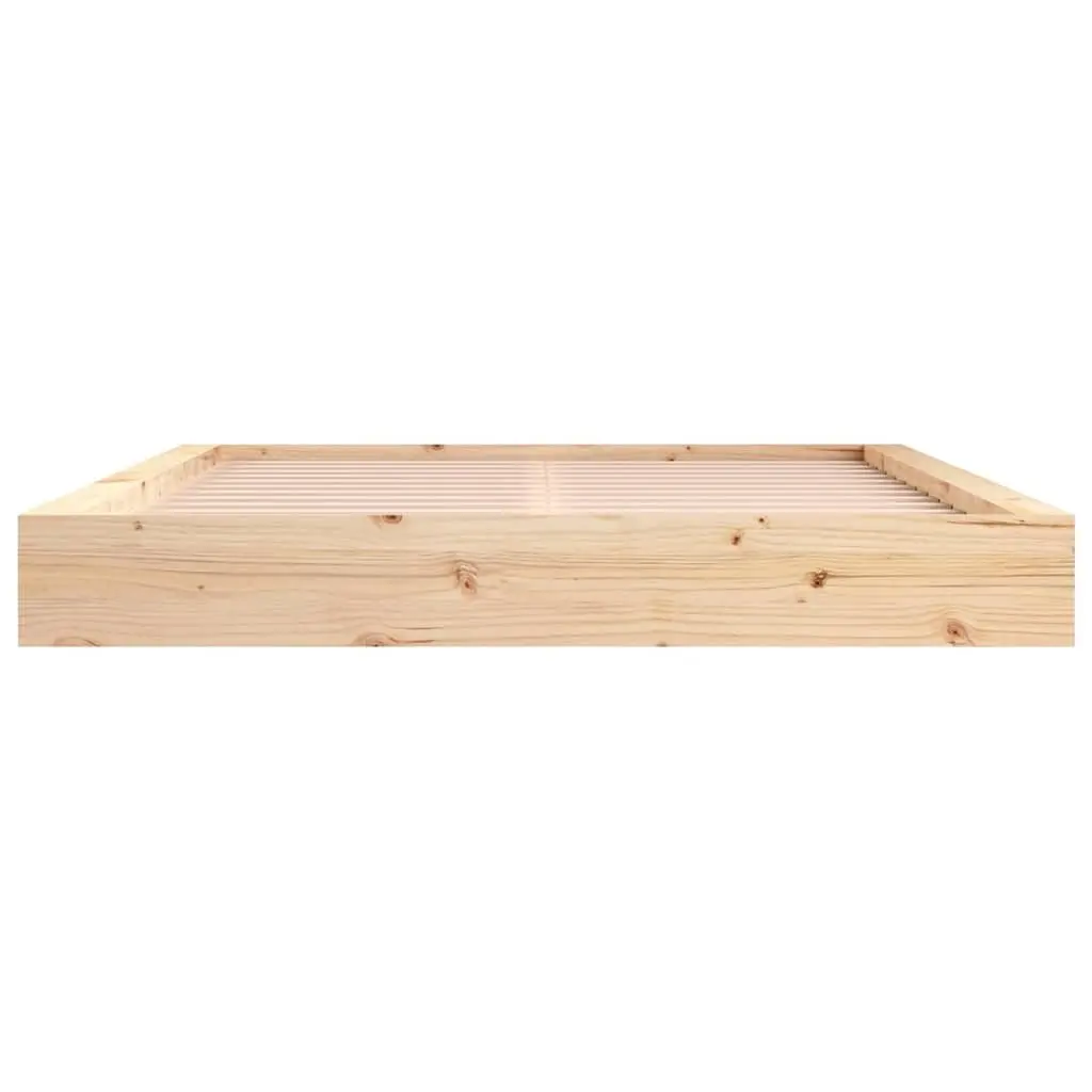 King Bed Frame 183x203cm Solid Pine Wood Slatted Base Brown